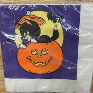 American Greetings Vintage Halloween Napkins Black Cat NOS